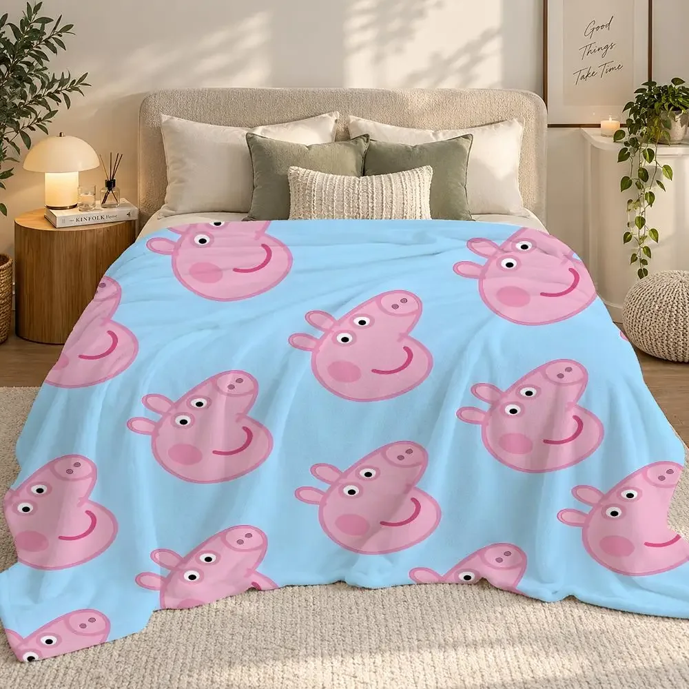 P-Peppa P-Pig Throw 240g flannel blanket, suitable for sofas, beds, offices, exquisite gift blankets