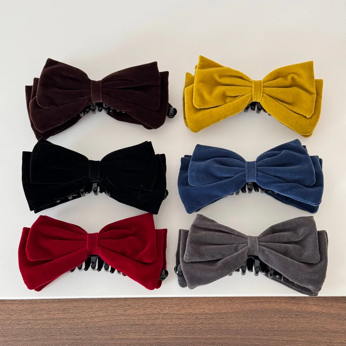 

Velvet Double Sided Bow Banana Clip Back of Head High Ponytail Hair Claw Korean Simple Large Women Girls Styling Vertical Clip