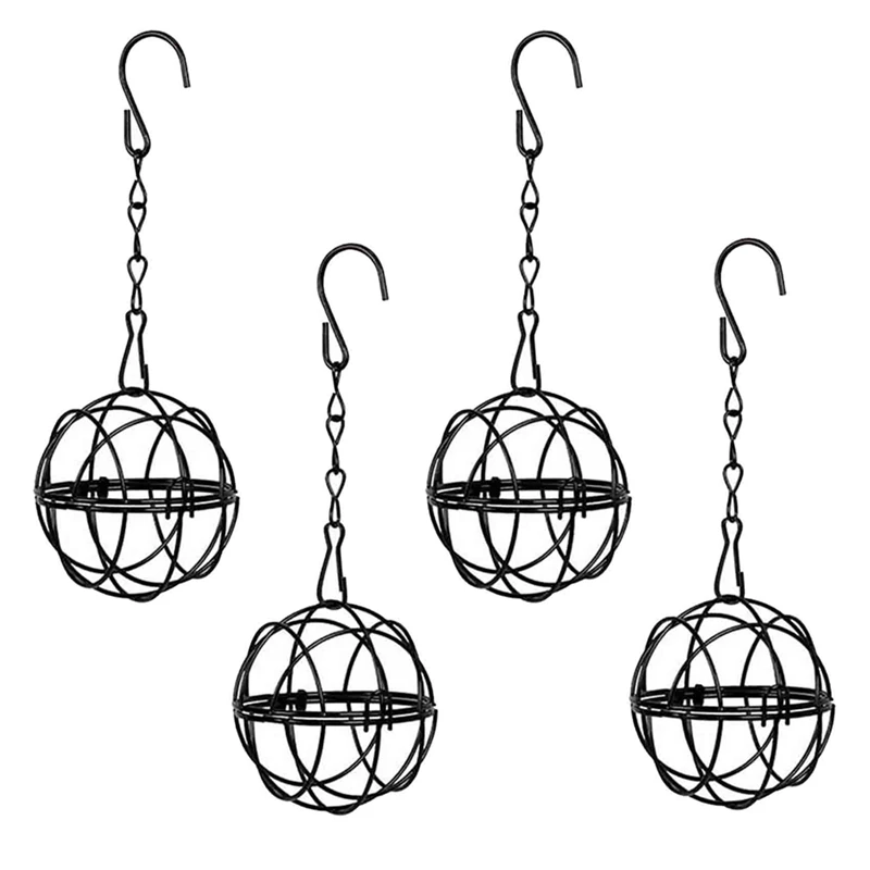 

4 шт. Кормушки для толстых шариков, подвесная кормушка для птиц, металлический держатель для толстых шариков для птиц с крючками для уличного сада, дикой природы, простые в использовании