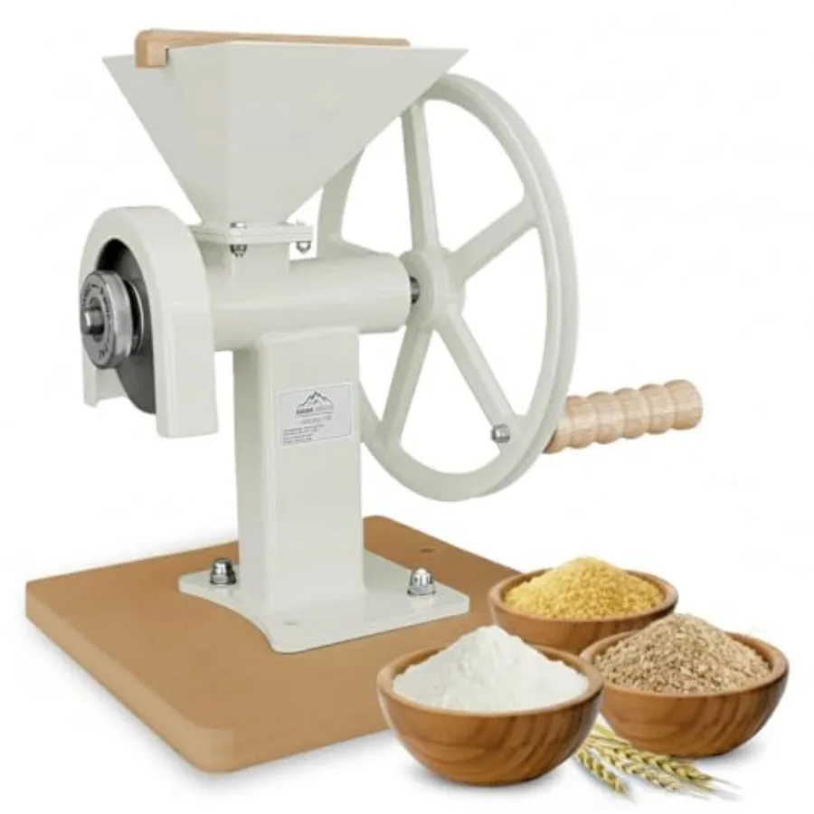 

Manual Hand Grain Mill White | Heavy-Duty Hand Operated Food Grinder for Wheat, Corn, Oats, Coffee Beans, Rice & Dry Grains