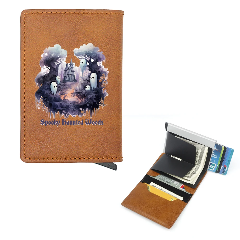 

Halloween Spooky Faunted Woods Cover Rfid Credit Card Holder Men Wallets Bank Cardholder Case Small Slim Thin Mini Women Wallet