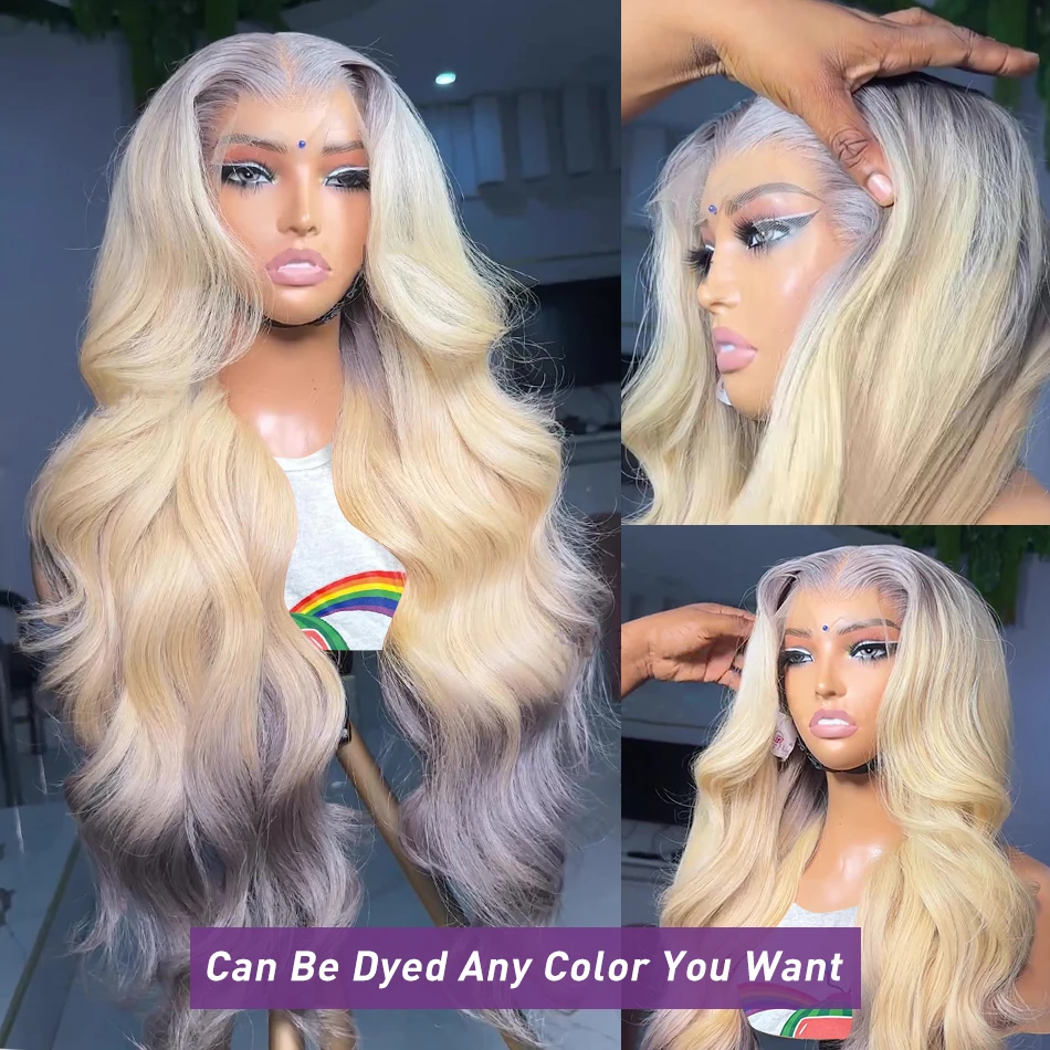 HD 30 40 cali Body Wave 613 miodowa blond przezroczysta koronka z przodu ludzkie włosy peruka brazylijska 13x6 koronkowa peruka bezklejowa