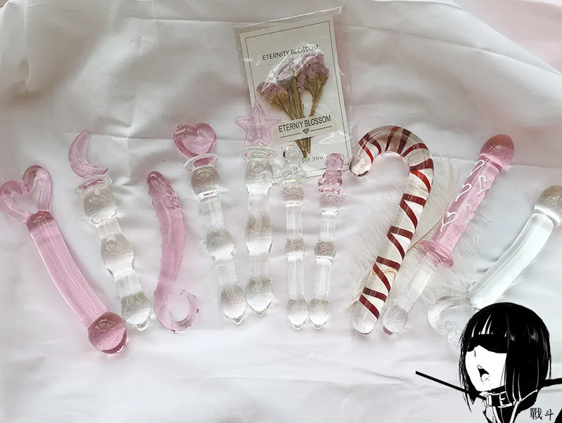 Anal Beads Pink Heart Butt Plug Glass Dildo Vaginal and Anal Stimulation Anal Plug Toys for Women