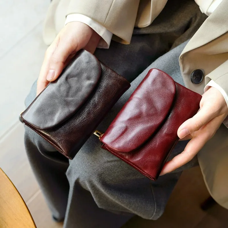 2026-new-retro-genuine-leather-short-wallet-women-large-capacity-multi-compartment-simple-top-layer-vegetable-tanned-leather