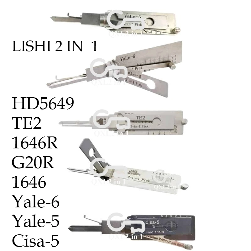 

Repair Toos Lishi Pick 2in1 Yale-6 Yale-5 CISA-5 for Cylinder Lock Keyway Kit TE2 HD5649 1646R 1646 G20R Key Decoder Full Set