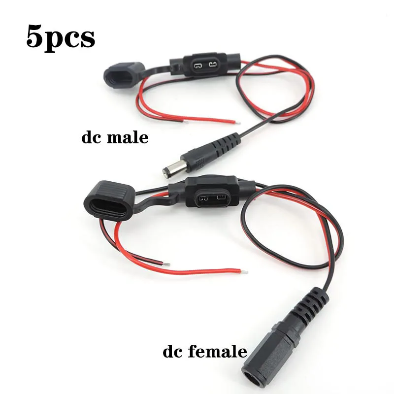 DC 5.5x2.1 Male female Cable Plug Waterproof 20awg 5A Fuse Block To Open End With Fuse Seat Flexible Wire DC Power Pigtail cord