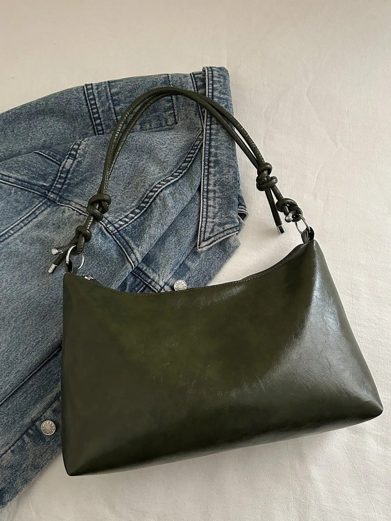 Minimalist Crescent Shoulder Bag Adjustable Strap Large Capacity Versatile Crossbody for Office & Campus