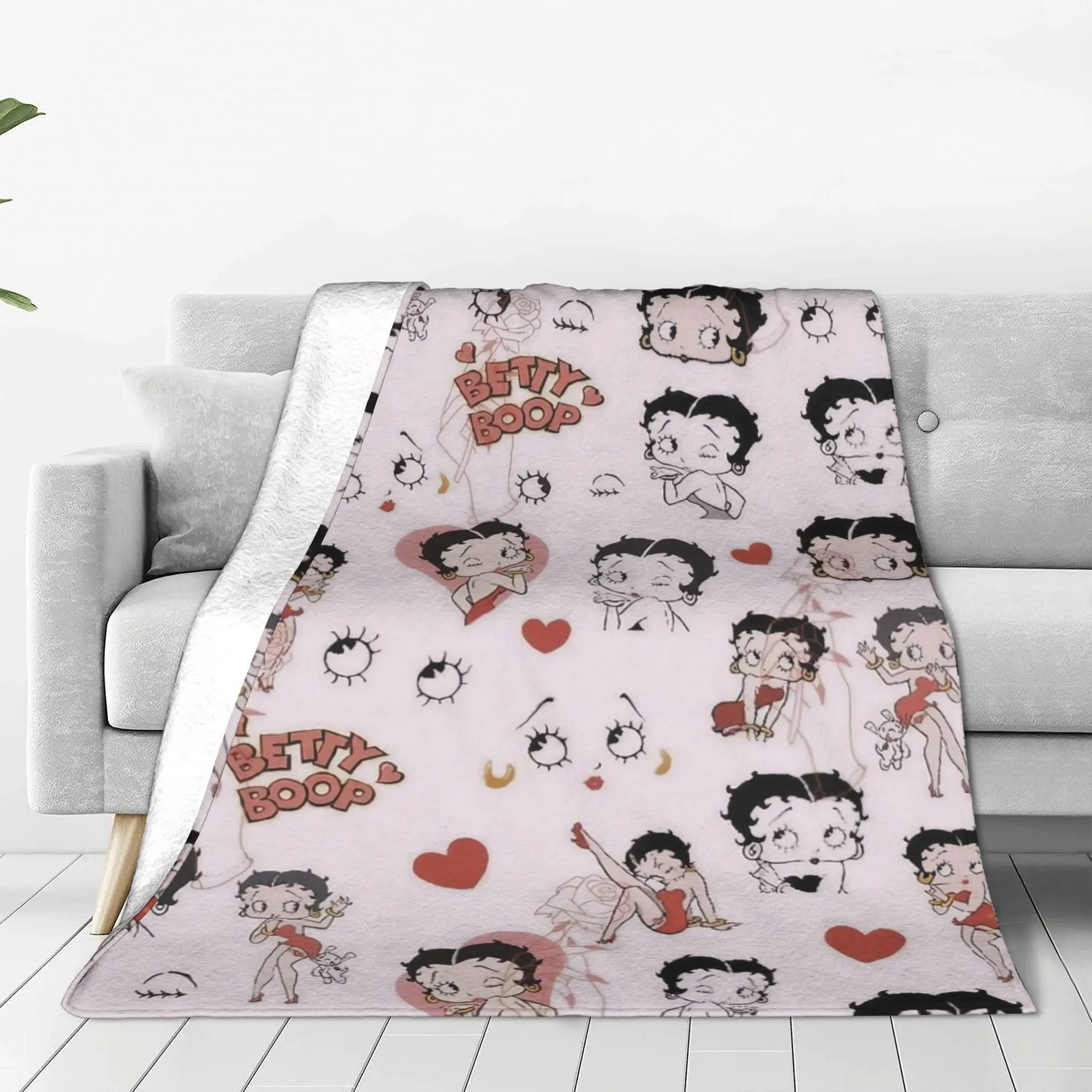 Cute B-Betty Pattern Fleece Throw Blanket Cartoon Blankets for Sofa Car Super Soft Plush Thin Quilt