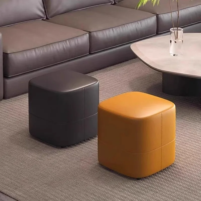 Luxury Leather Square Stool 3