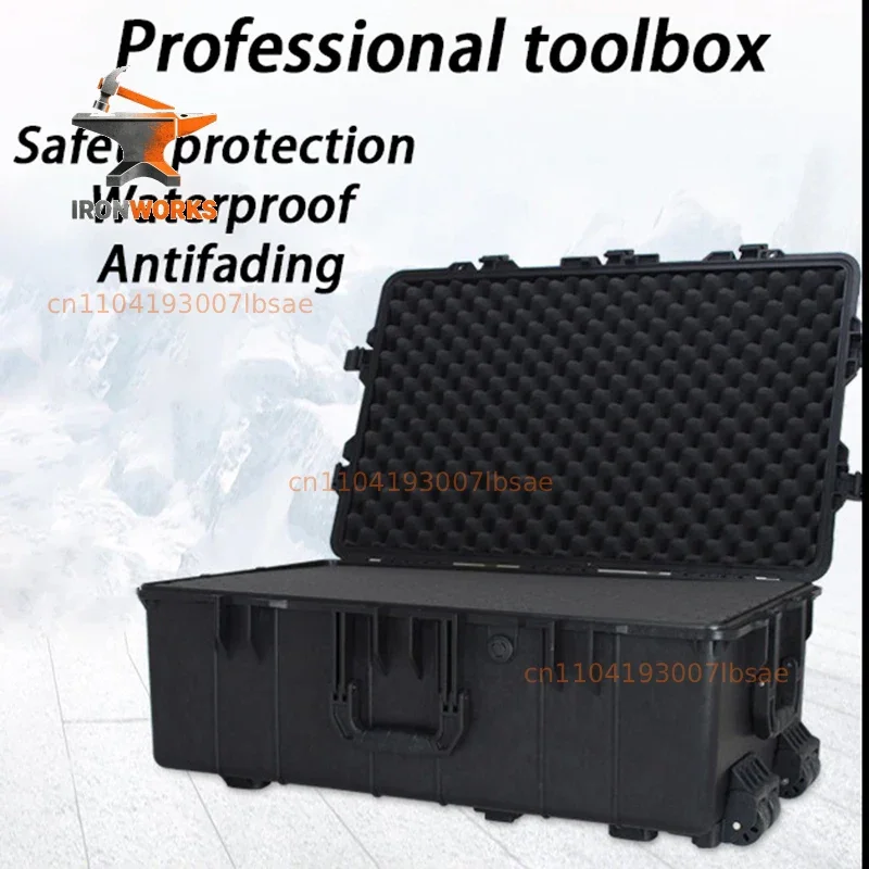 PP Tool Organizer Box Waterproof Hard Case Large Tool Case Wheels Rigid Plastic Suitcase Storage Military Tools Boxes Portable