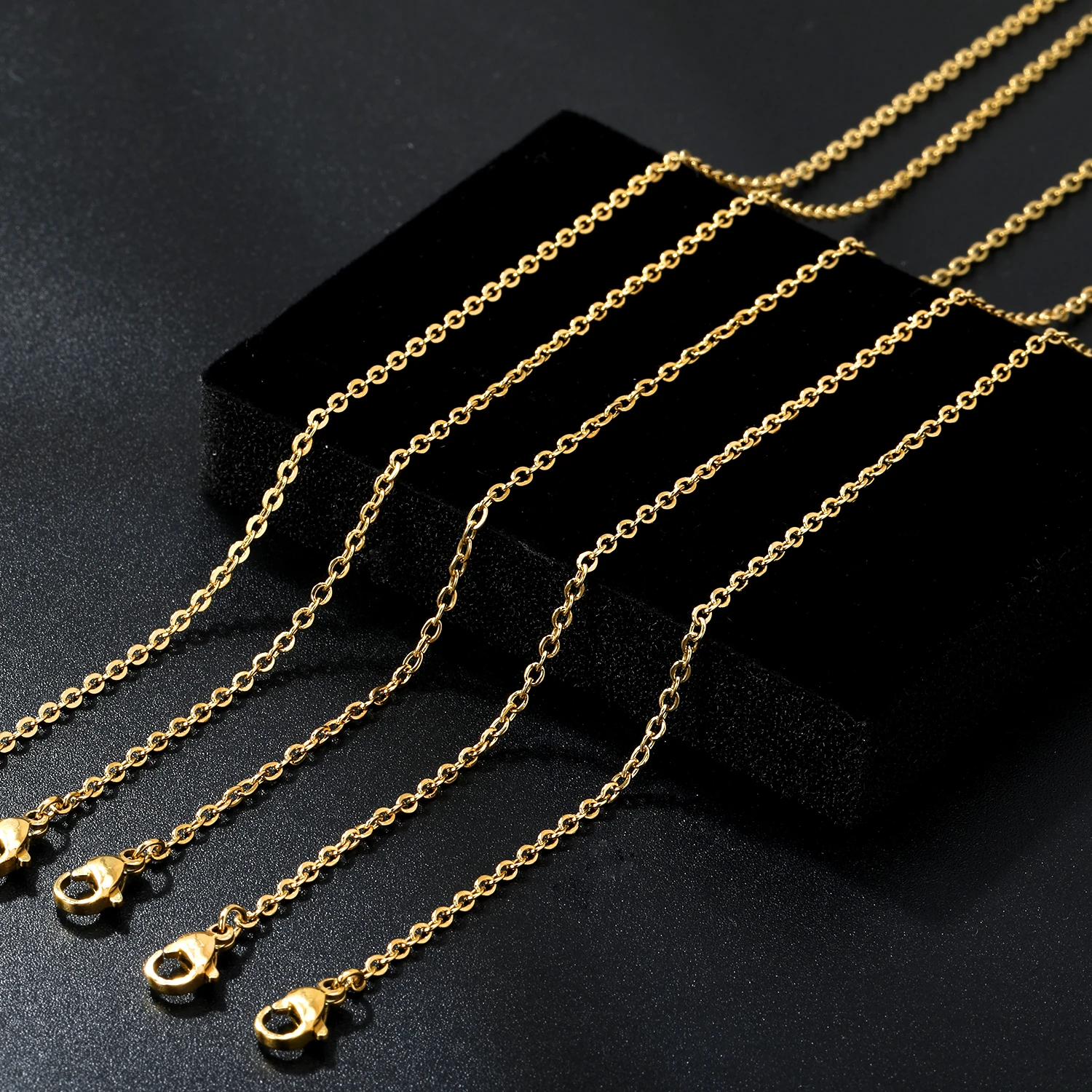 LUXUSTEEL 1-2mm 1/10Pcs/Lot Stainless Steel Long Chains O Shape Rolo Link Cuban Necklace For Women DIY Jewelry Wholesale Pendant