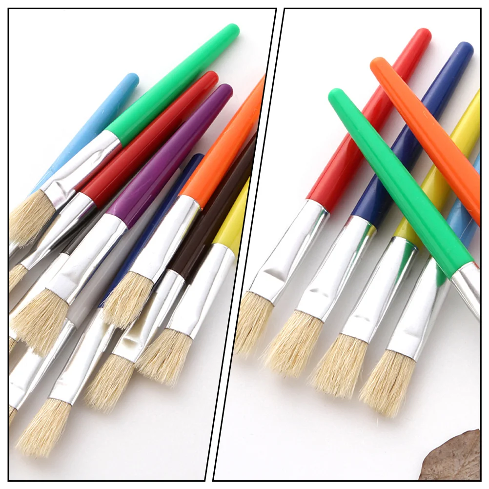 10 ชิ้น Round Pointed Tip พู่กันภาพวาดสีน้ํามันอุปกรณ์เสริมเด็กหลอดอลูมิเนียม