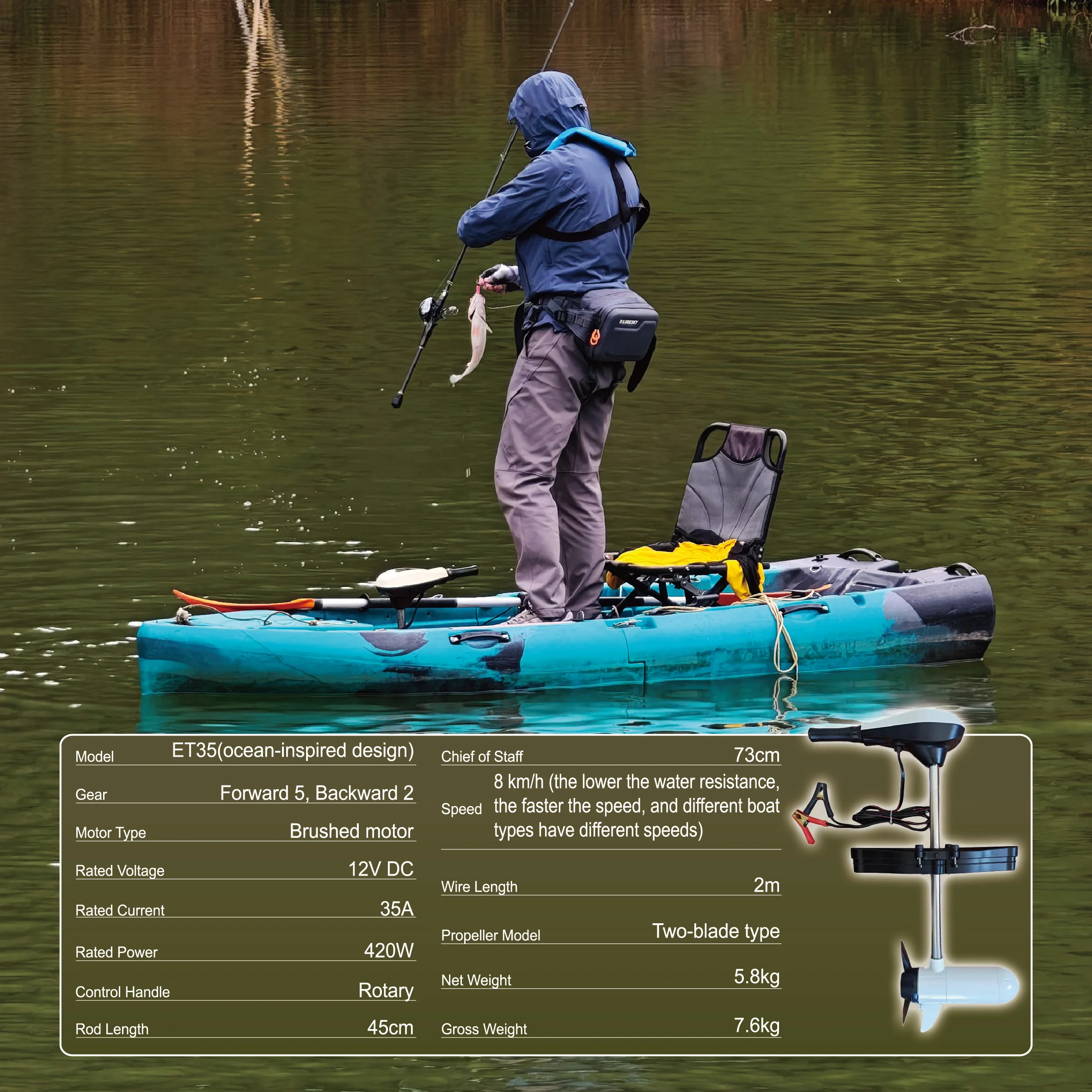 Cheap Price 420Watt DC 12V Pla - Electric Trolling Motor Kayak Mount review and price