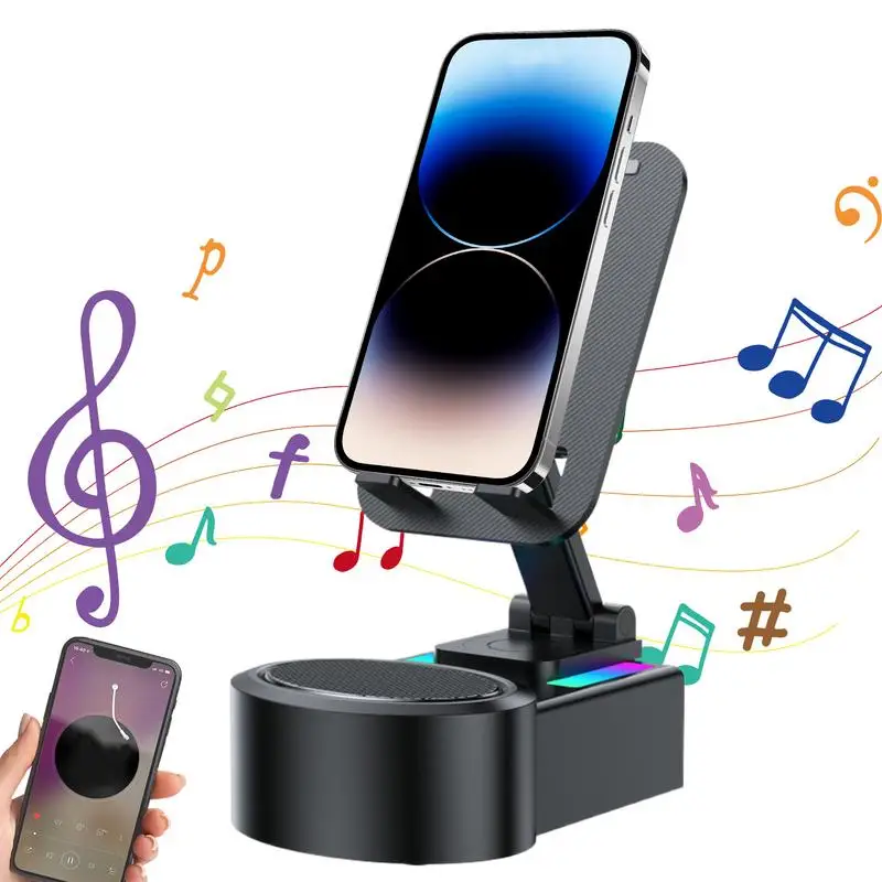 

Держатель для беспроводной зарядки, кронштейн для мобильного телефона со светодиодной подсветкой и динамиком, складные принадлежности для зарядки телефона для женщин, мальчиков, девочек, молодежи