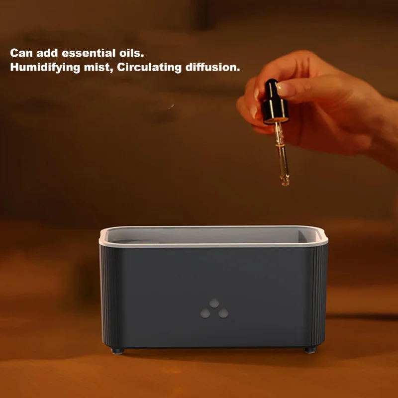 Flame Essential Oil Diffuser Humidifier With 7 Colors Light Quiet Fireplace Fire Scent Diffuser 160ML Cool Mist Air Humidifier