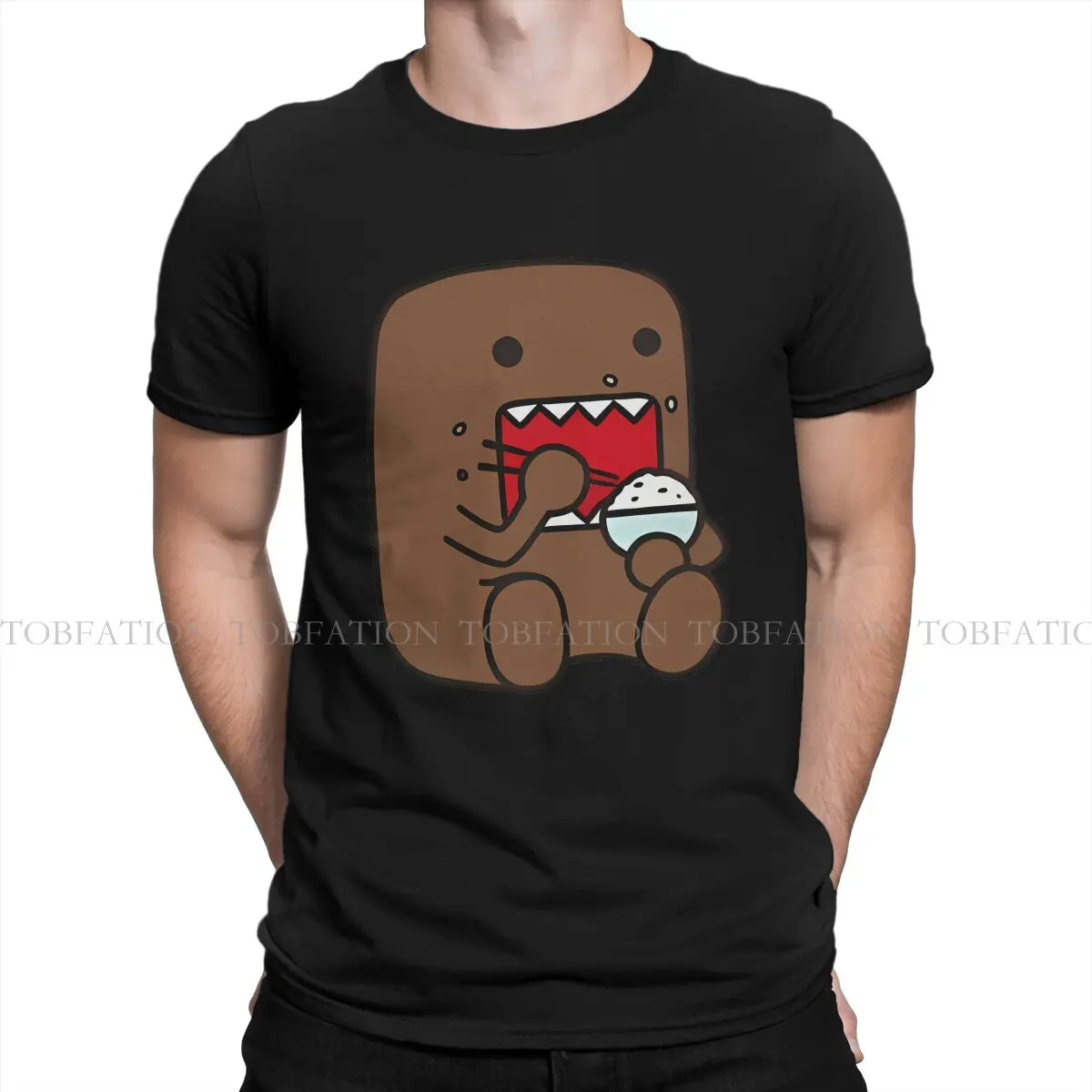 Dine Round Collar TShirt Domo-Kun Pure Cotton Original T Shirt Man's Clothes Individuality Fluffy Hot Sale