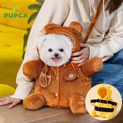 PUPCA-Bolso cruzado de un hombro para perro, bolsa para caminar, portátil, cálida y a prueba de viento, bonito, para gato