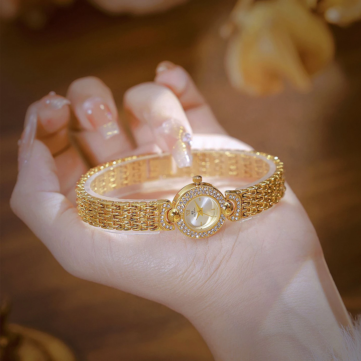 Diamond Gold Vintage Watch Women High-end Luxury Quartz Waterproof Dress Bracelet Wristwatch Original Gifts For Women 2025