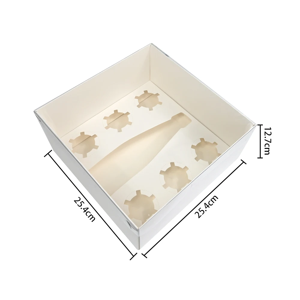 5pcs White Cupcake Boxes  5 Cavities Paper Merry Christmas Mousse cake/Chocolate Gift Box Clear Window Packaging Bag