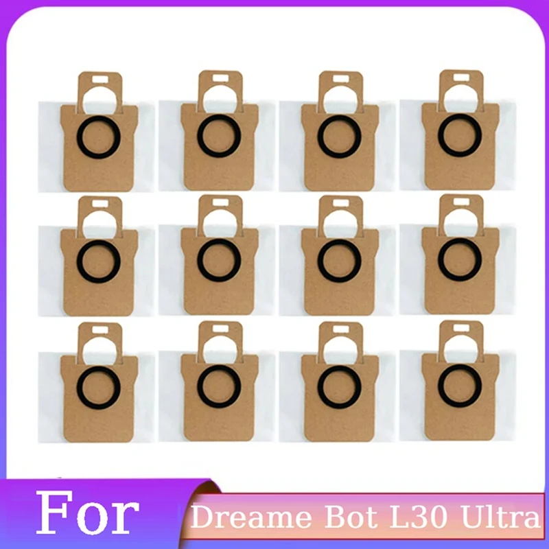 12PCS Replacement Spare Parts Dust Bag for Dreame Bot L30 Ultra Robot Vacuum Cleaner Garbage Dust Bag Dirty Bag