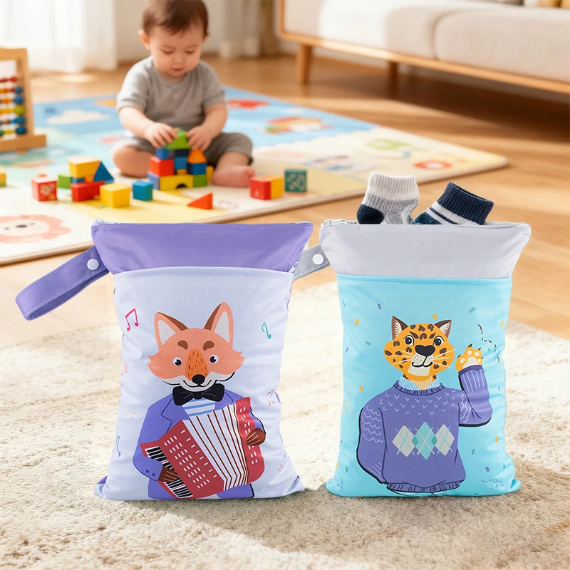 Borsa portaoggetti per separazione asciutta e bagnata stampata a fumetti per bambini 25 * 35 cm Custodia organizzativa impermeabile con stampa di posizionamento