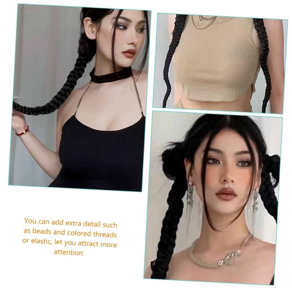 1/2 Uds extensión de cabello cola de caballo trenzada moda cola de caballo trenzada de giro largo extensión sintética accesorios para el cabello Hip Hop Y2K chica