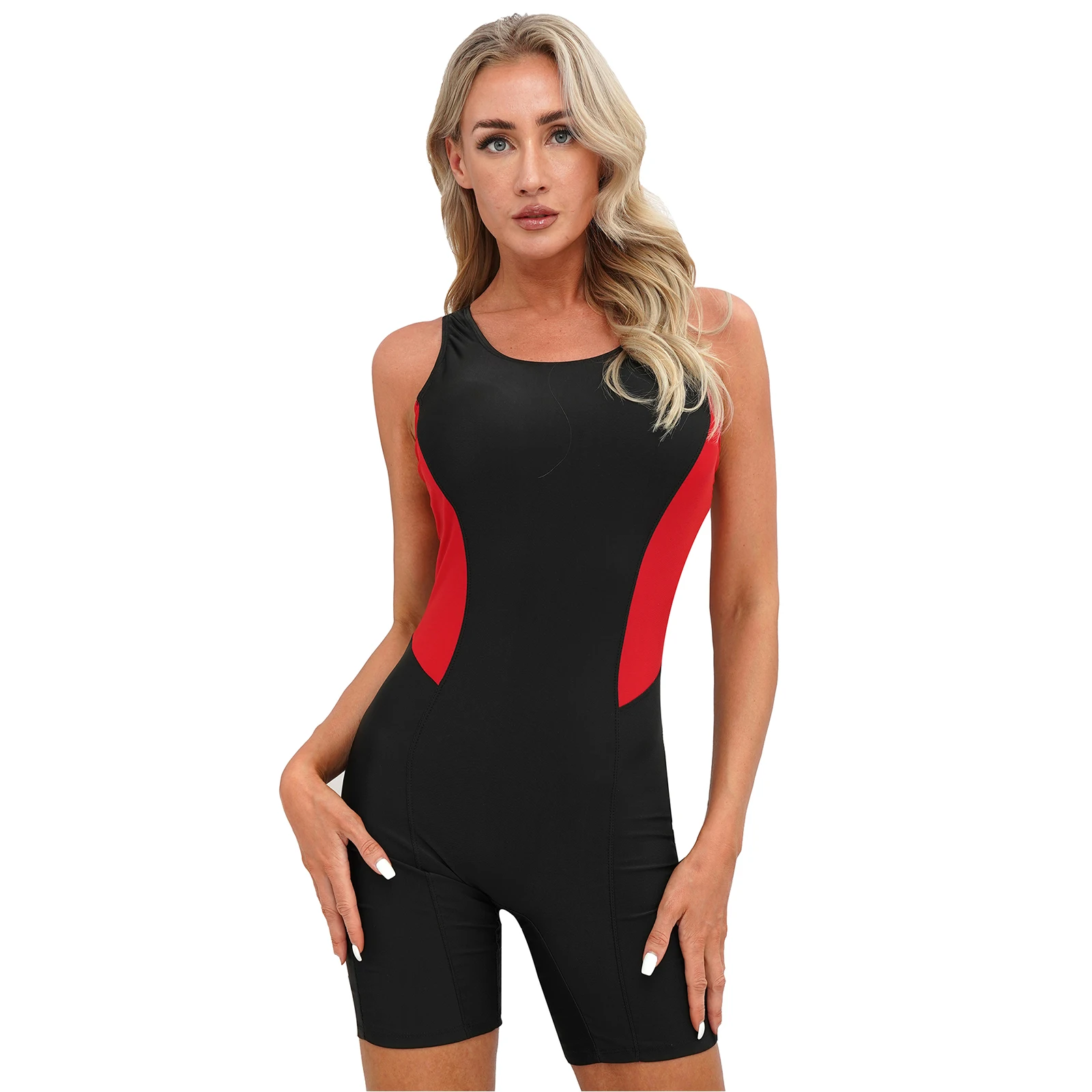 

Women One-piece Swimsuit Sleeveless Removable Chest Pads Keyhole Back Stretchy Swimming Jumpsuit Bodysuit Pool Beach Swimwear