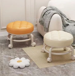 Taburetes para niños, taburete con ruedas Universal para uso doméstico, taburetes deslizantes para el hogar con esponja suave, taburete pequeño móvil