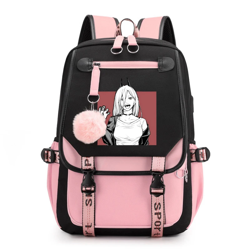 Fashion Backpack Hot Anime Power Printing Backpack Girls School Bags Women Men Travel Daily Backpack