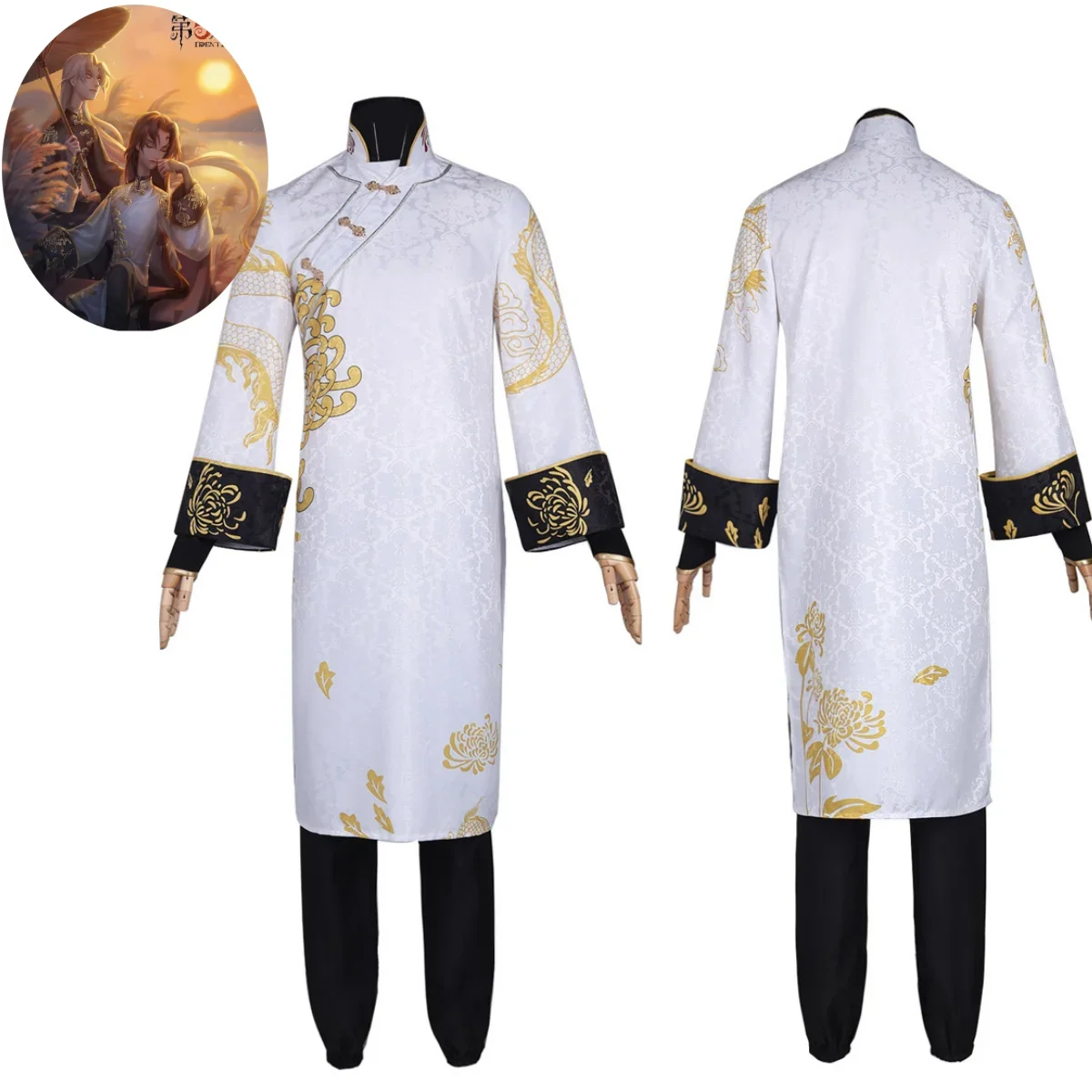 Game Identity Ⅴ White Guard & Black Guard Government Officer Cosplay Costume Wu Chang Chinese Cheongsam Wig Shoes Man Party Suit