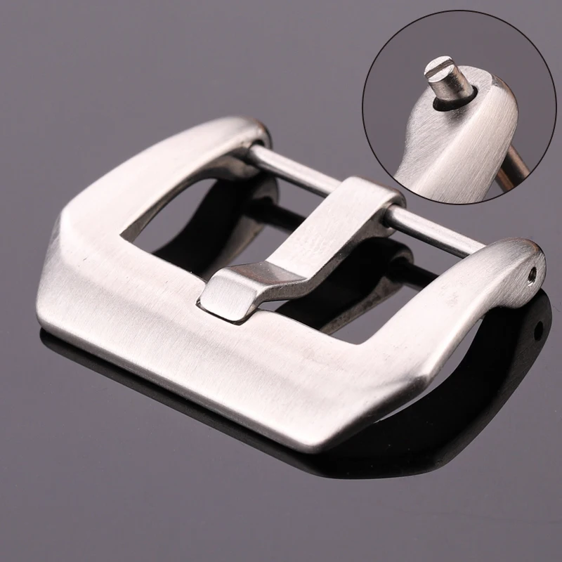 20mm 22mm 24mm Watch Clasp Stainless Steel Silver Brushed Watchbands Strap Pre V Screw Pin Buckle