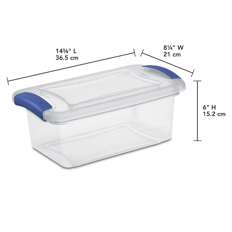 Clear Plastic Storage With Clear Lid Blue Details Blue 3 Pack 7 Quart Latch Boxes Practical Christmas Gift for Home Storage​