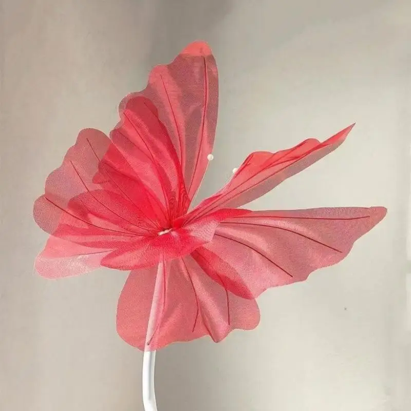 Layered 3D Gradient Silk Butterfly Organza 1Pc 50cm Wavy Petal Edge Glitter Trim for Floral Arrangement Garland Home Decor