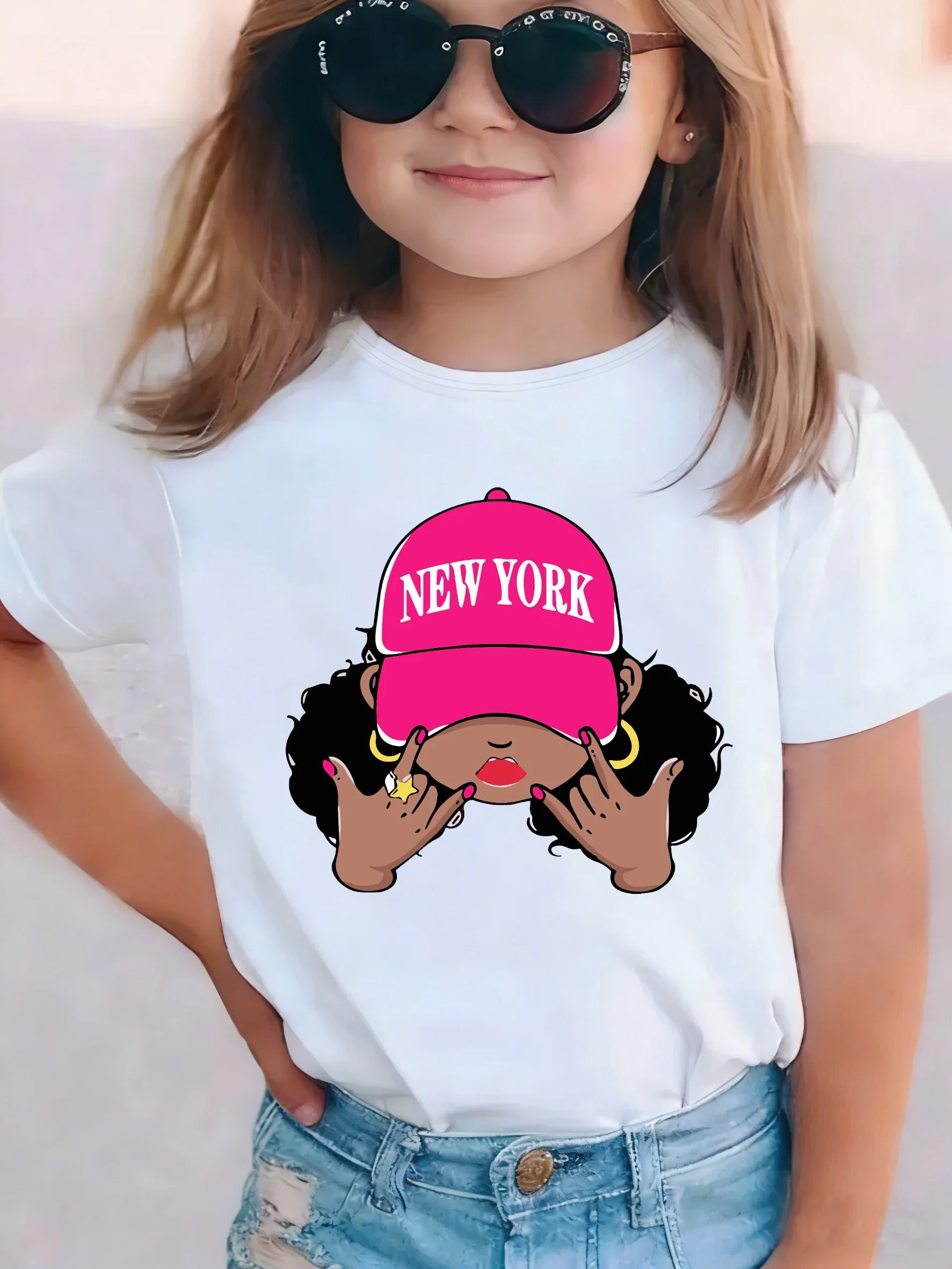 Graphic Streetwear Hip Hop Girl New York T-Shirt Printed T S