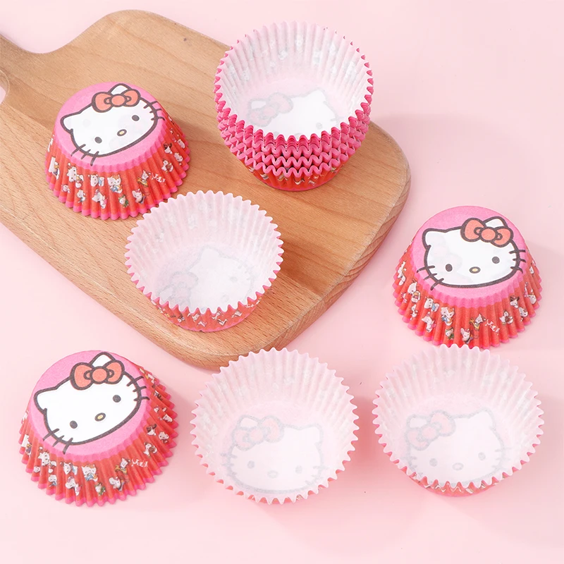 100PCS Sanrio Hello Kitty Snow Meiniang Cake Paper Holder Cartoon Mafen Baking Cake Paper Cup Heat-Resistant Oil Resistant