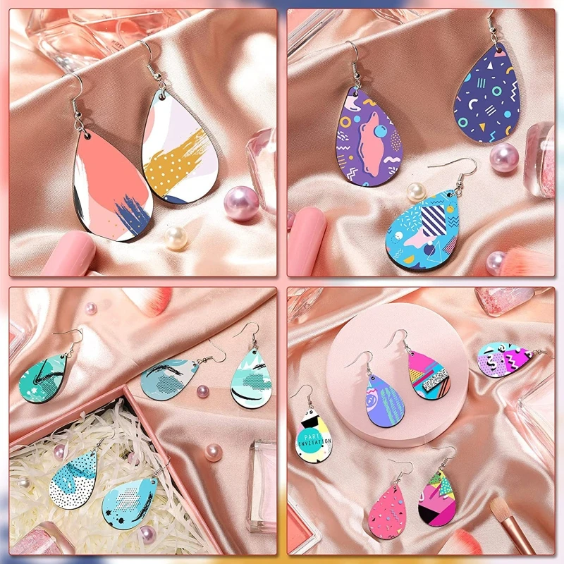 32 Pieces Sublimation Blank Earrings Sublimation Printing Earrings Heat Transfer Wire Hooks Earrings Unfinished