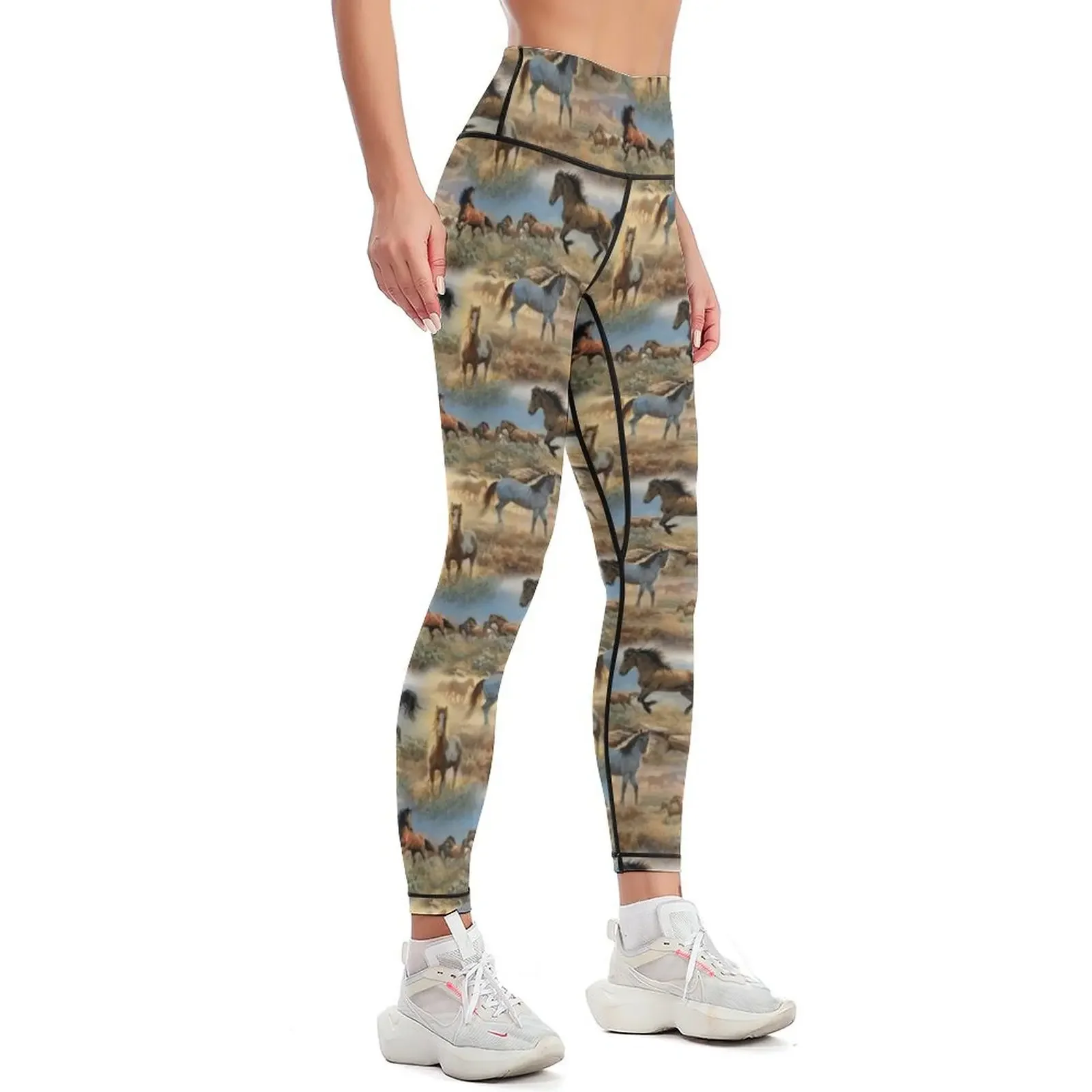 Horses in the Prairie Pattern Leggings sports woman gym Fitness clothing Womens Leggings