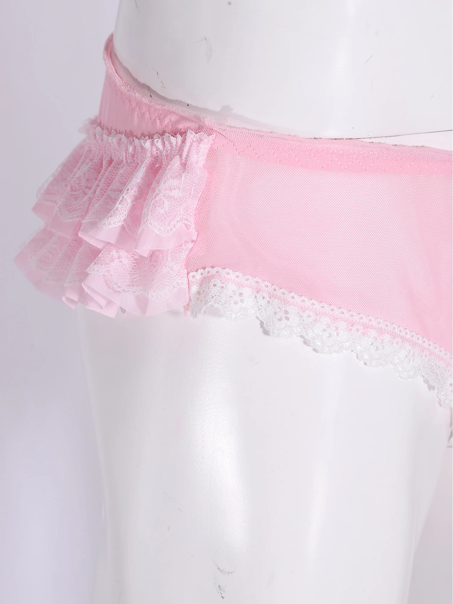 Men's Ruffled Lace Trim Cutout Crotch/Normal Crotch Panties