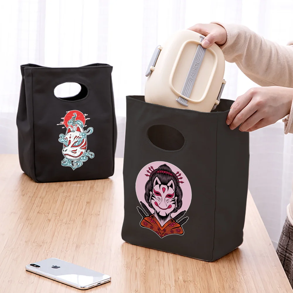 Thermal Food Picnic Lunch Bags Lunch Box Portable Insulated Mask Print for Men Women Kids School Dinner Container Bento Pouch