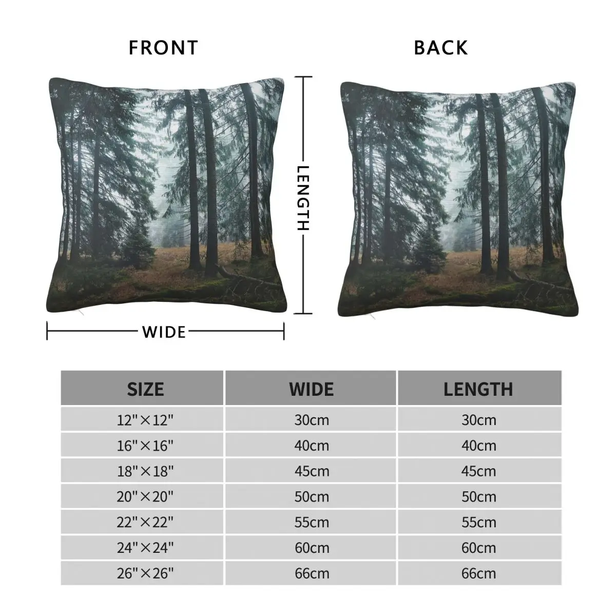 Woods Wild Romantic Misty Pillowcase Polyester Linen Velvet Pattern Zip Decor Throw Pillow Case Home Cushion Cover