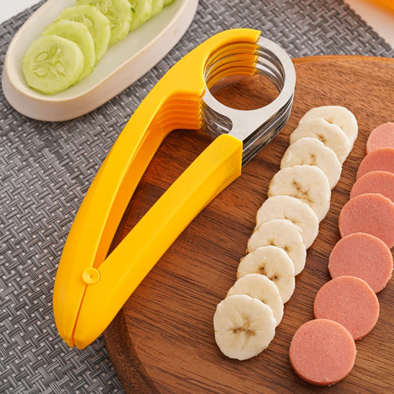 

Eco-friendly Banana Slicer Cutter Premium Plastic Kitchen Tool for FruitsandVegetables-Ideal for Slicing Cutting Cucumbers More