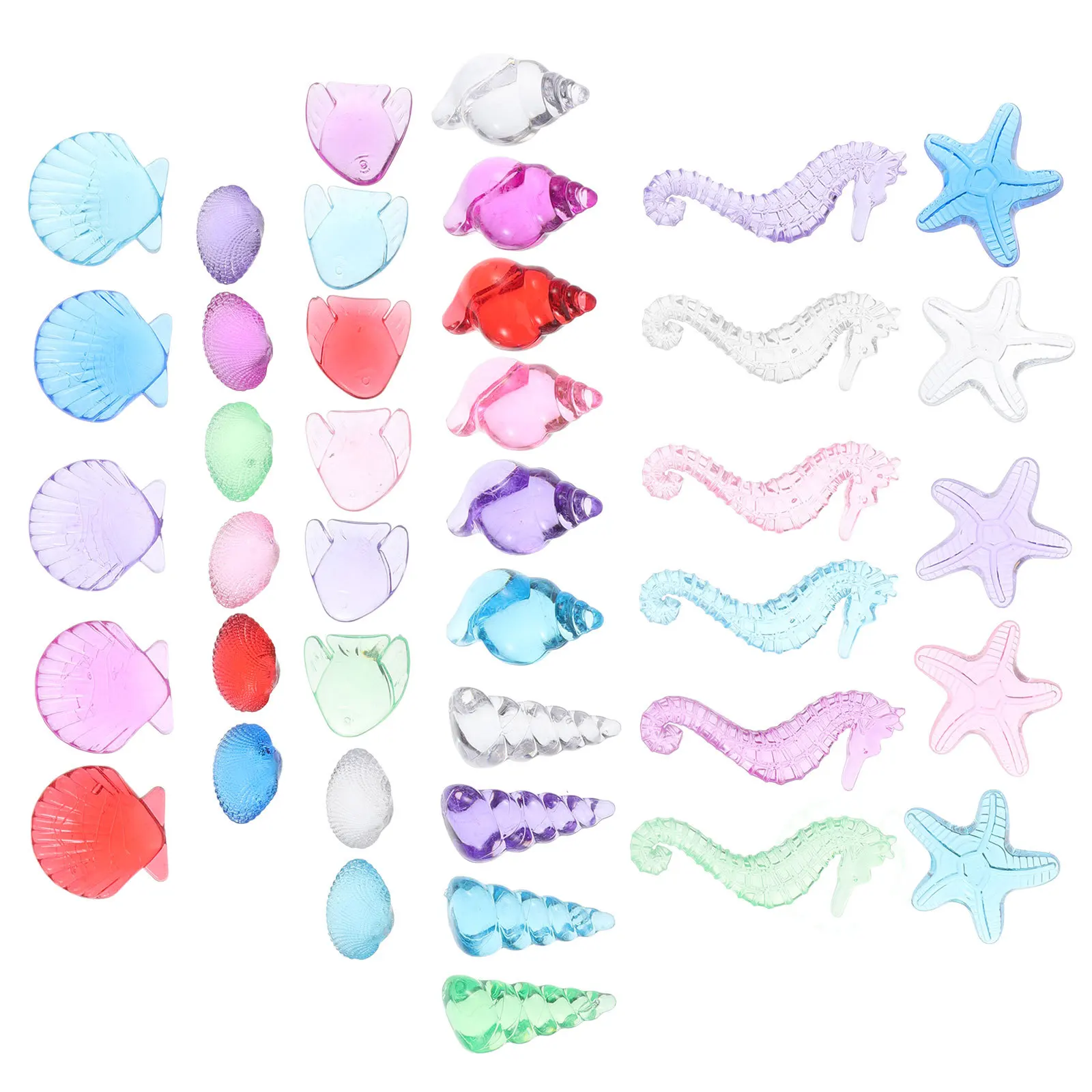 

100Pcs Plastic Shell Decorations Mini Sea Creatures for Vase Fillers Fish Tank Ornaments Kids Sensory Activities Beach Home