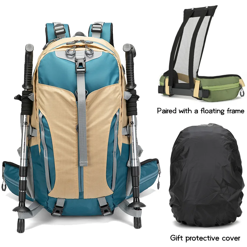

Mountaineering backpack - 40 liters travel camping backpack with protective cover - Lightweight hiking backpack