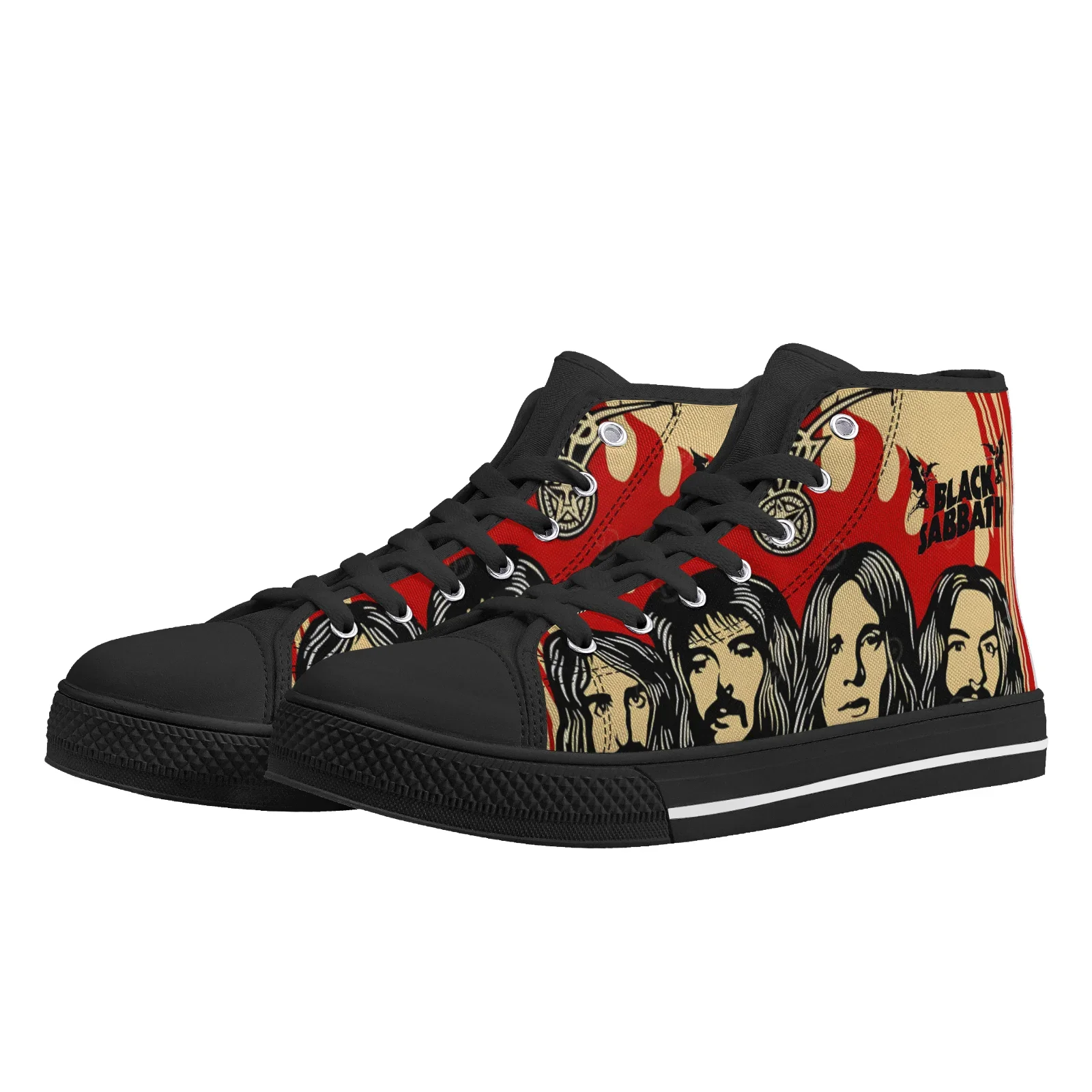 

Black Heavy Metal High Top High Quality Canvas Vulcanized Shoes Men Women Teenager Sneaker Casual Couple Shoes