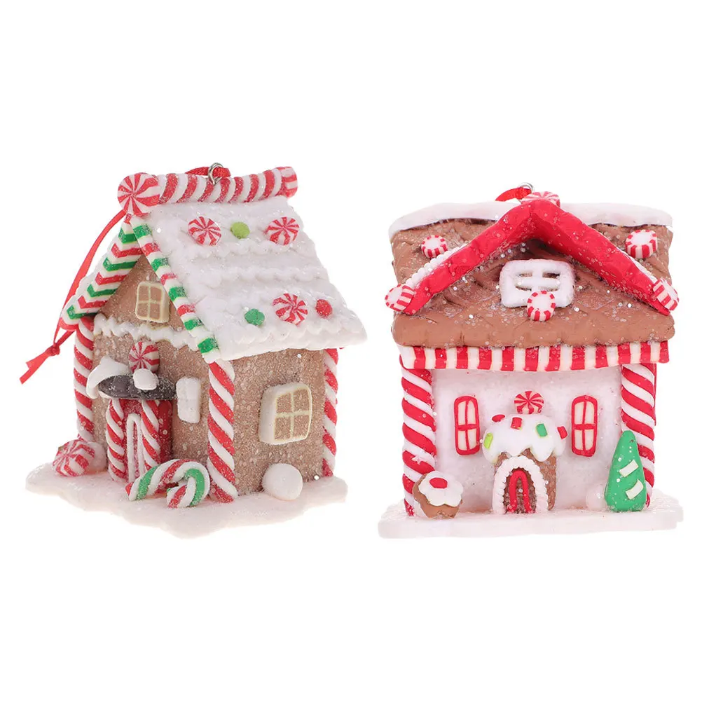 

2Pcs Gingerbread Ornaments Christmas Tree Hanging Decoration Xmas Cottage Pendant Holiday Ornament Set Cute Ornament