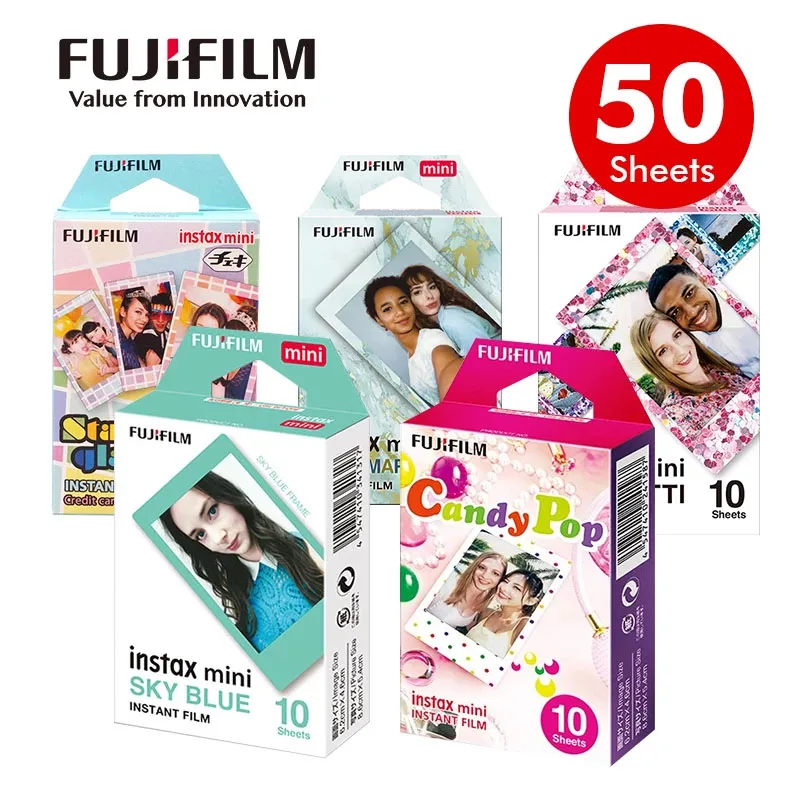 Fujifilm Instax Mini Film 10-100 Sheets Exposures Papers Color Design For Fuji Instax mini 12 Film Camera 11/40/9/8/7/70/90 Came