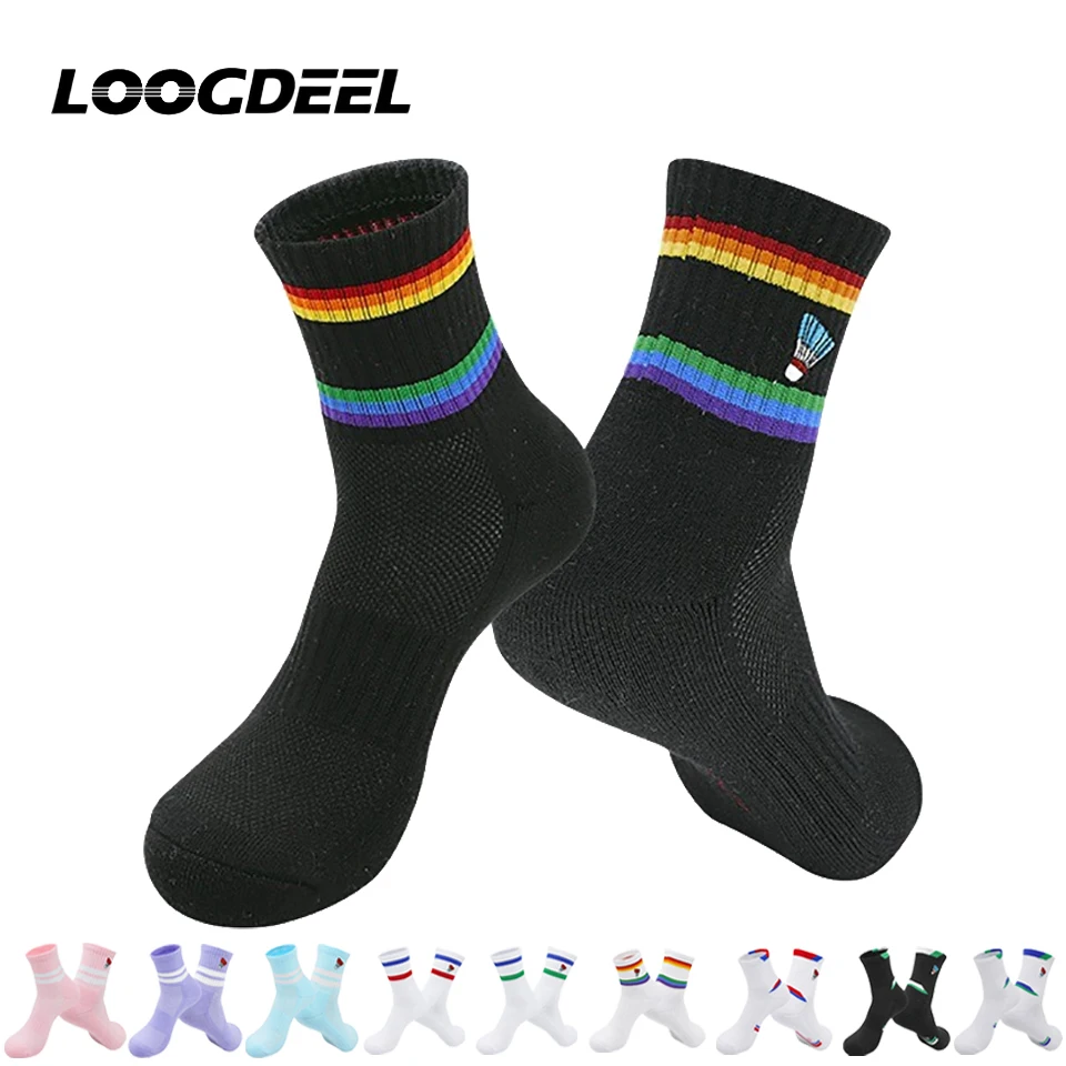 

Loogdeel Cotton Non-slip Breathable Terry Sole Sweat-absorbing Sport Professional Badminton Socks Crew Socks s Socks Unisex