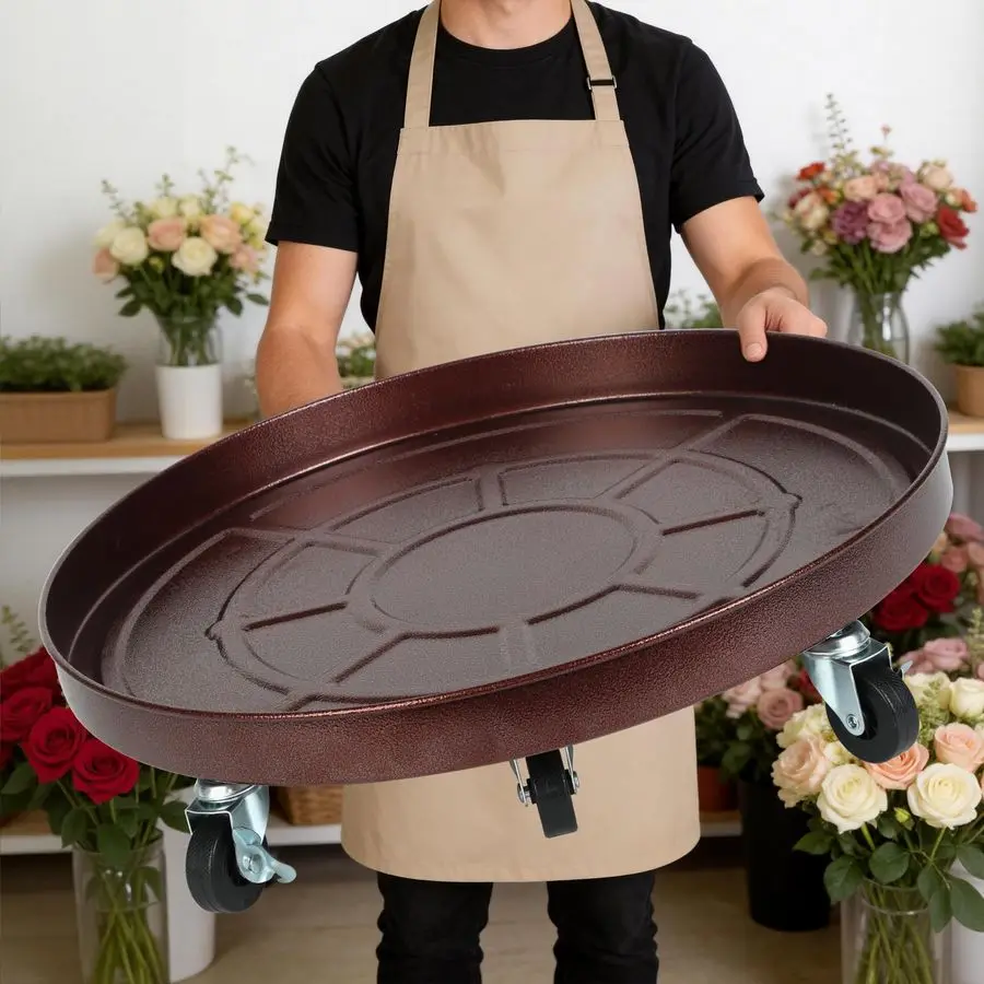 

Мобильная подставка для растений на колесах, усиленная, грузоподъемность 250 кг, 6 поворотных колес с 3 фиксаторами, стальная, высокопрочная.