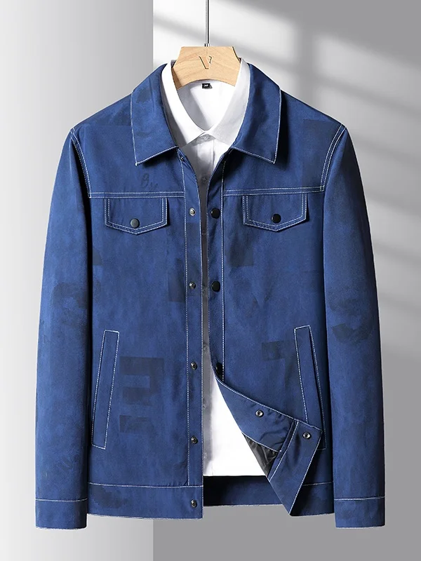 

Мужская приталенная повседневная куртка Sli Slim Fit для весны и осени в корейском стиле, модная, с воротником и декоративными пуговицами, из полиэфирного волокна