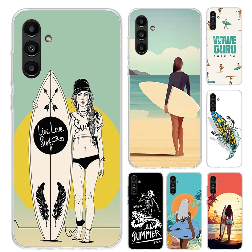 Surf Board Aesthetic Phone Case for Samsung Galaxy A15 A25 A35 A55 A14 A24 A34 A13 A53 A12 A52S A23 A33 A24 A34 A03S A04S A02S A